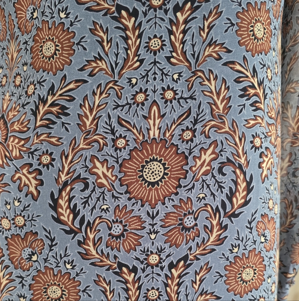 CAbi Long Sleeve Dress in Blue and Brown Pattern - Picture 6 of 8